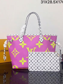 2020 louis vuitton original monogram neverfull mm M44588 pink