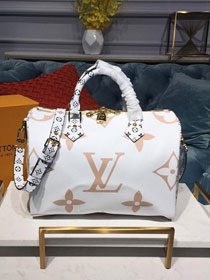 2020 louis vuitton original monogram speedy 30 M44572 khaki&white