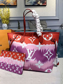 2021 Louis vuitton original monogram canvas escale neverfull mm M45127 rouge