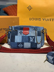 2020 Louis vuitton original monogram denim multi pochette M44990 blue