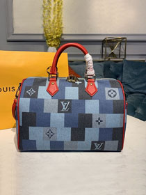 2020 Louis vuitton original monogram denim speedy 30 M45041 blue