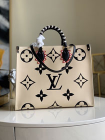 2020 Louis vuitton original monogram giant calfskin onthego gm m45372 beige