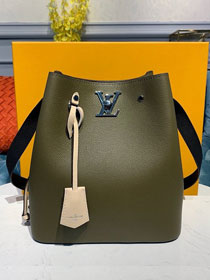 2020 louis vuitton original calfskin lockme bucket M55439 laurier green