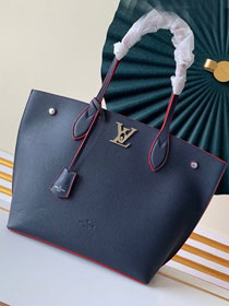 2020 louis vuitton original calfskin lockme cabas tote M55237 navy blue
