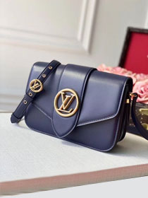 2020 louis vuitton original calfskin pont 9 bag M55946 navy blue