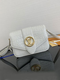 2020 louis vuitton original crocodile calfskin pont 9 bag M55950 white
