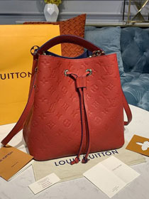 2020 louis vuitton original monogram cafskin neonoe bucket bag mm M45306 red