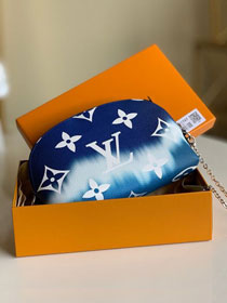 2020 louis vuitton original monogram cosmetic pouch with chain M69138 blue