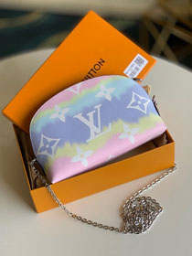 2020 louis vuitton original monogram cosmetic pouch with chain M69138 pastel