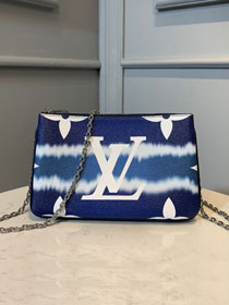 2020 louis vuitton original monogram double zip pochette M69124 blue