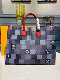 2020 louis vuitton original monogram onthego tote bag gm M44575 blue