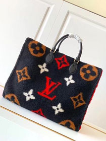 2021 louis vuitton original monogram shearling onthego gm M55421 black