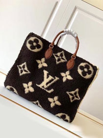 2021 louis vuitton original monogram shearling onthego gm M55422 dark coffee