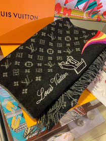 2020 louis vuitton top quality cashmere scarf L452 black