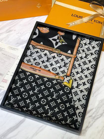 2020 louis vuitton top quality cashmere scarf L464 black