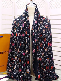 2020 louis vuitton top quality cashmere scarf L470 black