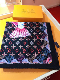 2020 louis vuitton top quality cashmere scarf L482 black