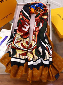 2020 louis vuitton top quality silk scarf L459 coffee