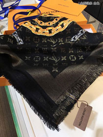 2020 louis vuitton top quality silk scarf L473 black&gold