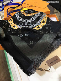 2020 louis vuitton top quality silk scarf L473 black&silver
