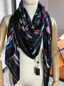 2020 louis vuitton top quality silk scarf L496 black