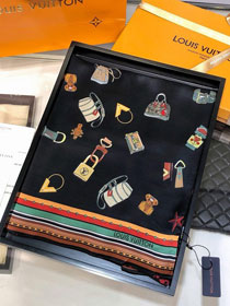 2020 louis vuitton top quality silk scarf L521 black&red