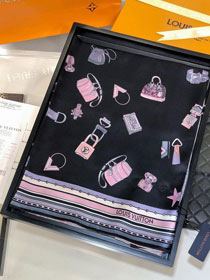 2020 louis vuitton top quality silk scarf L521 black&pink