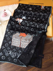 2020 louis vuitton top quality silk scarf L539 black
