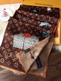 2020 louis vuitton top quality silk scarf L539 coffee