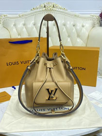 2021 Louis vuitton original calfskin lockme bucket bag M57688 apricot