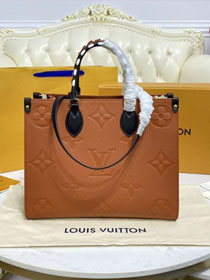 2021 Louis vuitton original calfskin onthego tote bag MM M58521 caramel
