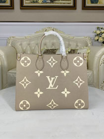 2021 Louis vuitton original embossed calfskin onthego mm M45494 grey