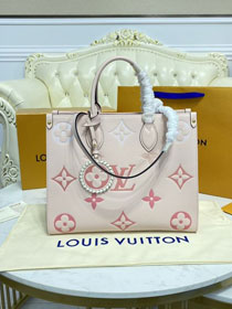 2021 Louis vuitton original embossed calfskin onthego mm M45595 pink