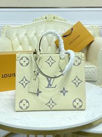 2021 Louis vuitton original embossed calfskin onthego mm M45654 white&grey