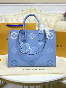 2021 Louis vuitton original embossed calfskin onthego mm M45718 blue