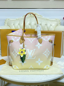 2021 Louis vuitton original monogram giant canvas neverfull mm M45680 pink