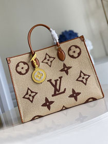 2021 Louis vuitton original monogram raffia onthego gm M57644 tan
