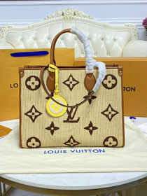 2021 Louis vuitton original monogram raffia onthego mm M57723 tan