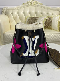 2021 louis vuitton original calfskin&shearling neonoe bag M56963 black