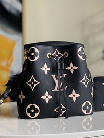 2021 louis vuitton original embossed calfskin neonoe mm bucket bag M45497 black