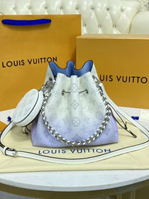 2021 louis vuitton original mahina leather bella bucket bag M57856 blue