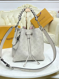 2021 louis vuitton original mahina leather muria bucket bag M58788 silver grey