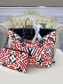 2021 louis vuitton original monogram giant canvas neverfull mm M56583 red