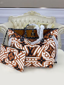 2021 louis vuitton original monogram giant canvas neverfull mm M56584 caramel