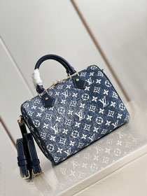 2022 Louis vuitton original denim speedy 25 bag M59609 blue