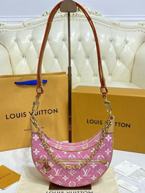 2022 Louis vuitton original denim textile loop handbag M81166 pink