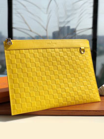 Louis vuitton damier Infini leather discovery clutch N60112 yellow