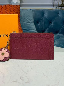Louis vuitton monogram empreinte zipped card holder m68338 burgundy