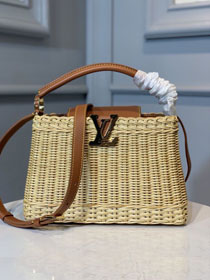 Louis vuitton original bamboo rattan capucines BB m55011 rose red