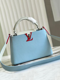Louis vuitton original calfskin capucines BB handbag M53963 light blue